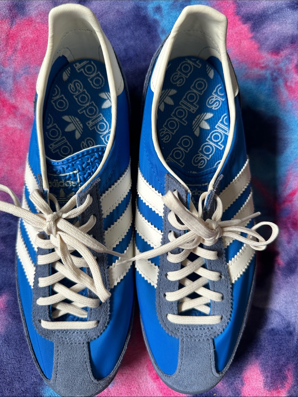 adidas Blue and White Retro Runner Sneakers
